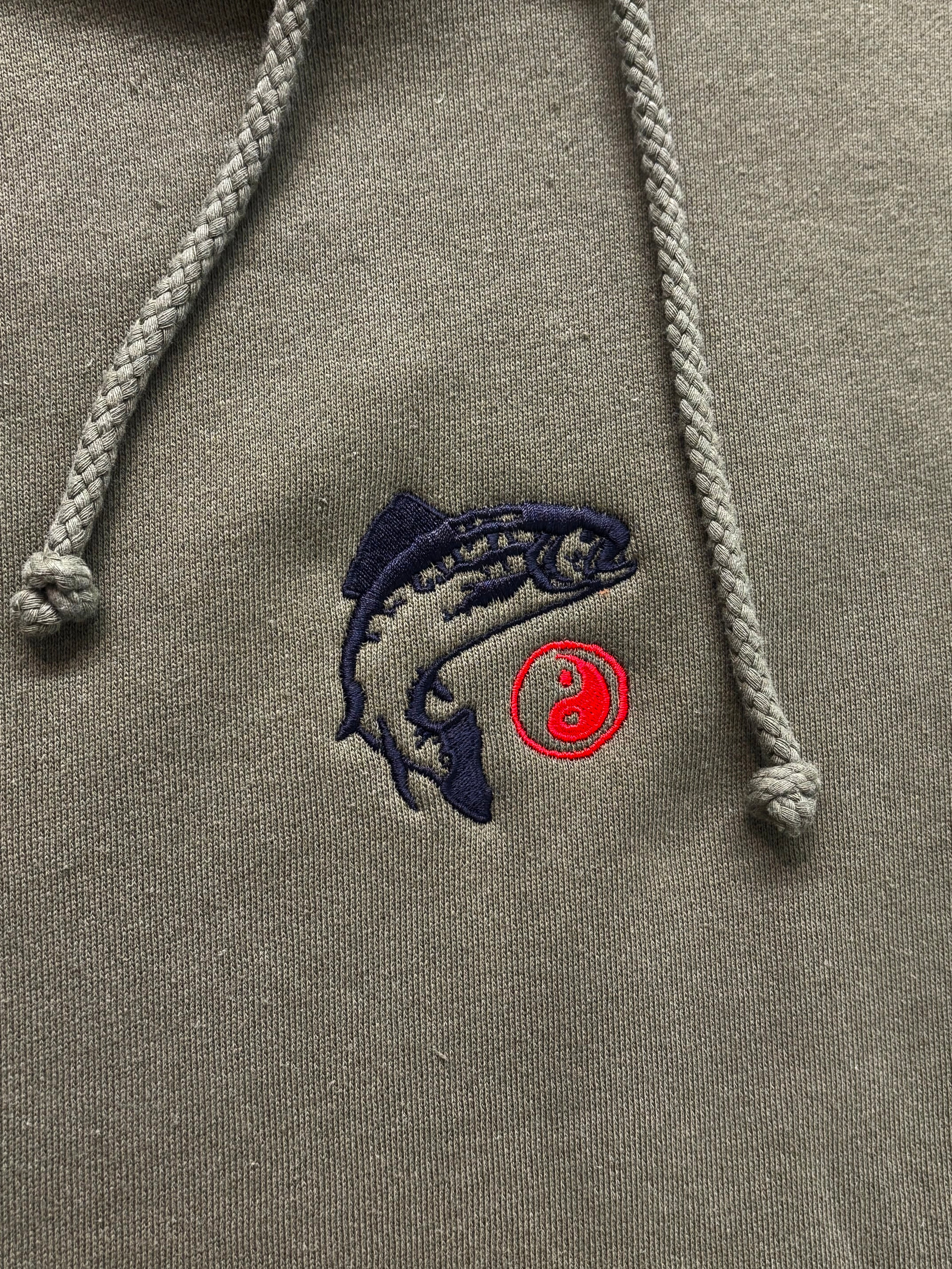 Olive Yin Yang Trout Hoodie