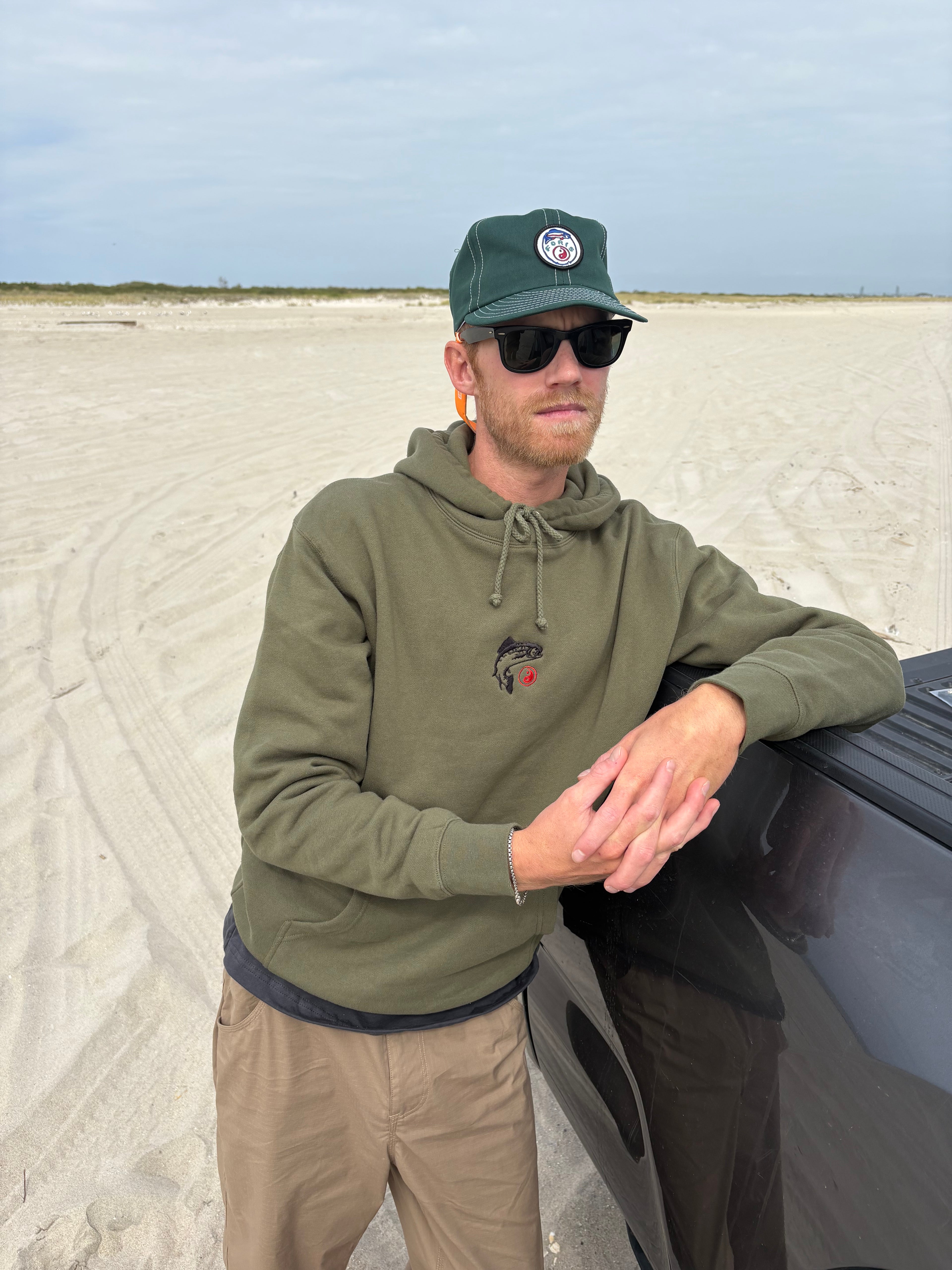 Olive Yin Yang Trout Hoodie
