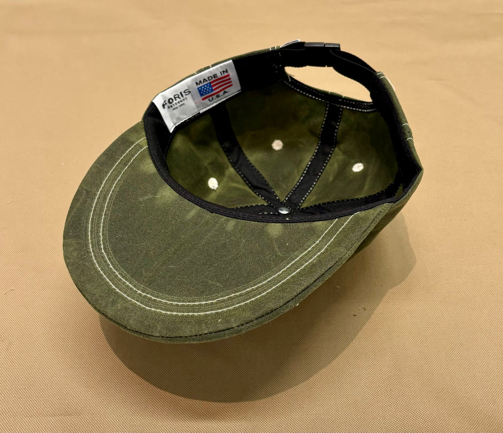 Olive packable waxed canvas long bill